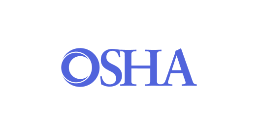 OSHA logo in blue against a black background. Workplace safety.
