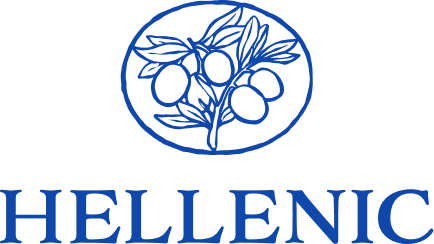 Hellenic logo with olive branch. Greek olive oil symbol.