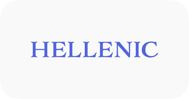 Text graphic featuring the word "HELLENIC" in a bold blue font on a white background, representing Greek culture and heritage.